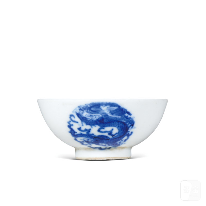 清晚期青花团龙纹小茶园 - 图1